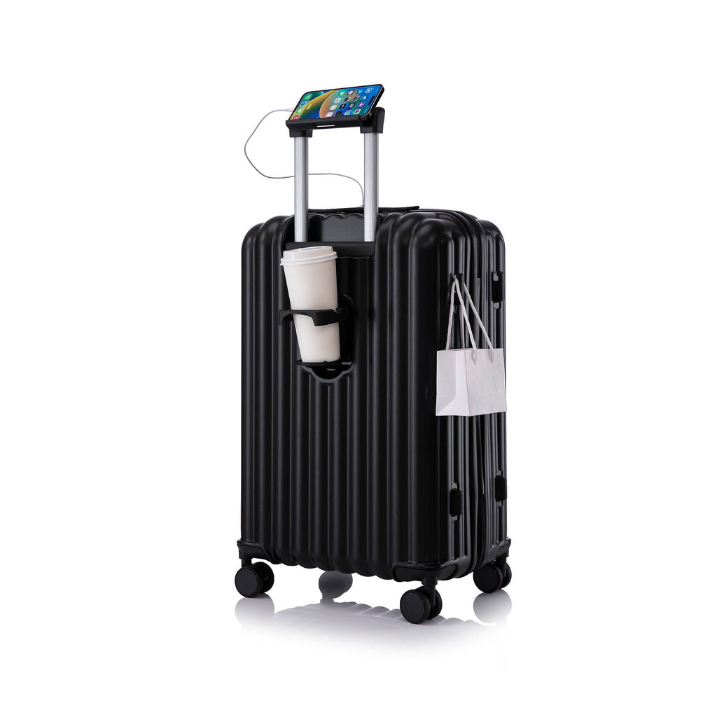 Spinner Wheel Luggage Set with USB Port and Holders - Pink, Black, Green