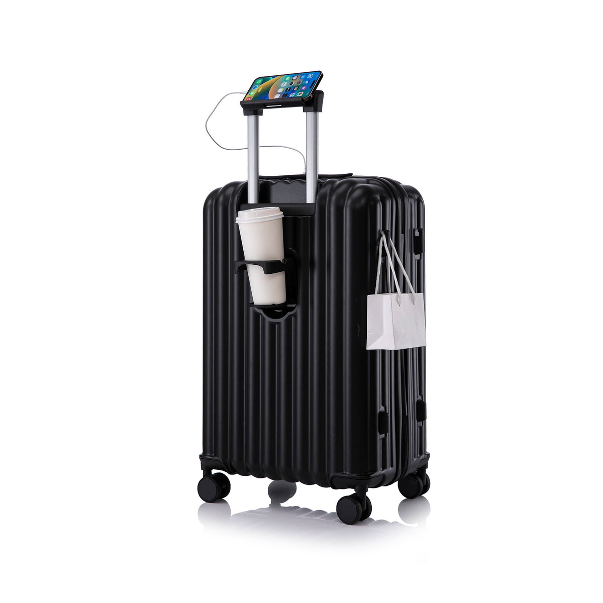 Spinner Wheel Luggage Set with USB Port and Holders - Pink, Black, Green