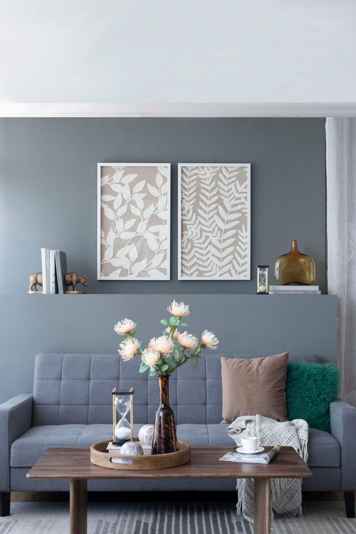 Shadow Box Wall Decor with Paper Florals – White