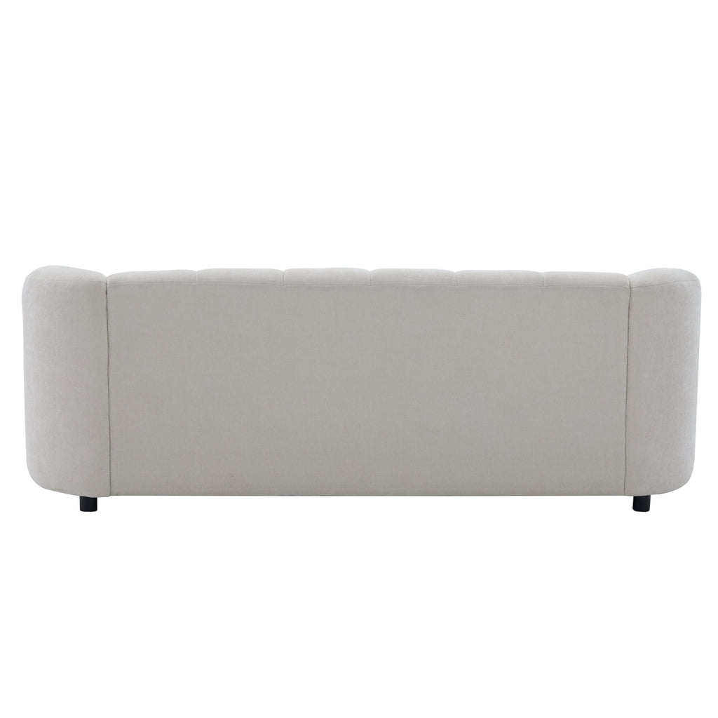 Modern Curved Chenille Sofa Couch with Sturdy Wood Frame – Cream