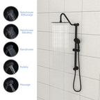 Shower System with 5 Function Rain Hand Shower and Slide Bar Combo - Pearl Silver, Gray, or Black