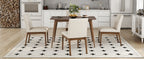 5-Piece Dining Table Set with Upholstered Chairs - Light Beige/Walnut