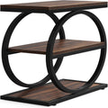 Slim End Tables with 3 Shelves, Compact (Set of 2) - Brown