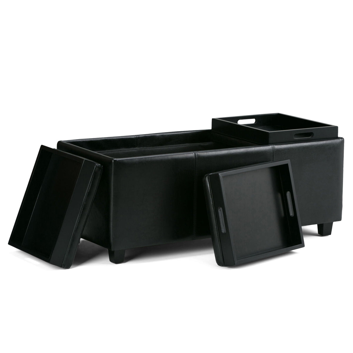 Avalon Upholstered Storage Ottoman with Flip-Over Serving Trays - Multiple Colors