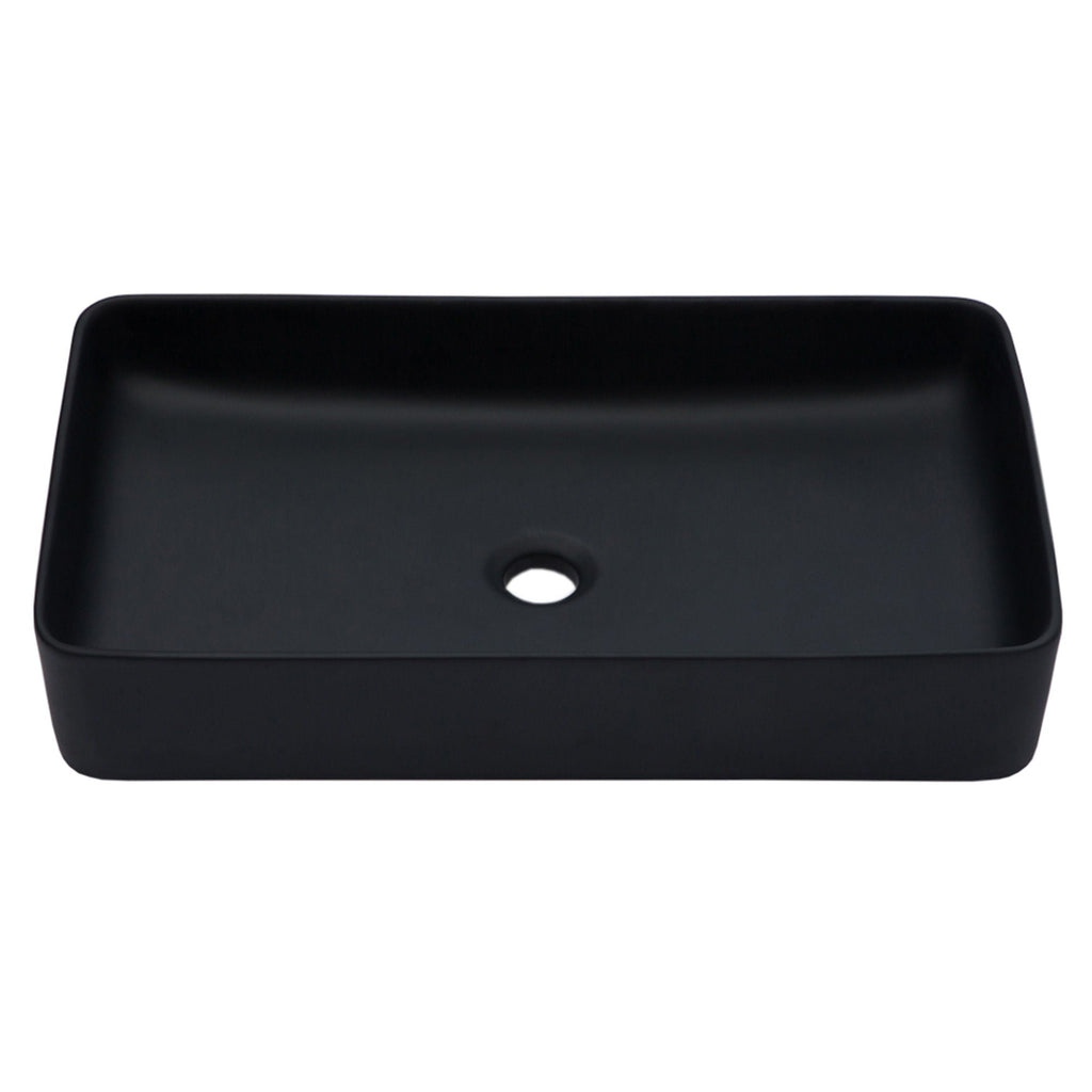 Modern Ceramic Rectangular Bathroom Vessel Sink with European Design - White or Black