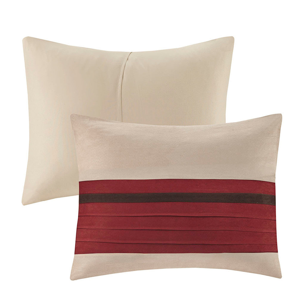 7-Piece Faux Suede Comforter Set with Embroidered Pillows - Red
