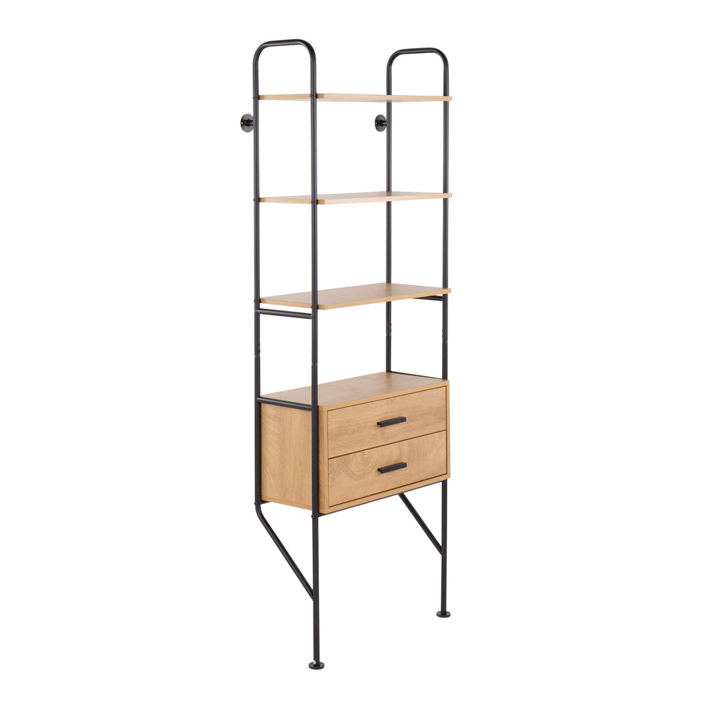 Industrial Bookcase with Steel Frame - Black/Brown