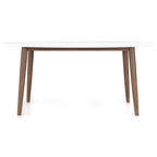 Mid-Century Modern Oval Dining Table with Solid Wood Construction - White