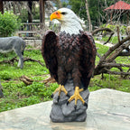 Large Standing Bald Eagle Garden Statue with Hand-Painted Detail - Brown