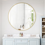 Metal Framed Circular Wall Mirror with Modern Design - Black or Gold