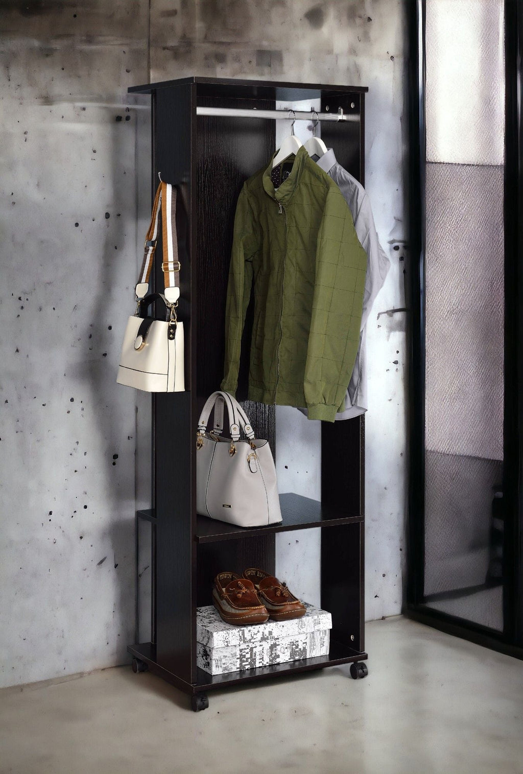 Kolen Hall Tree with Full-Length Mirror - Espresso