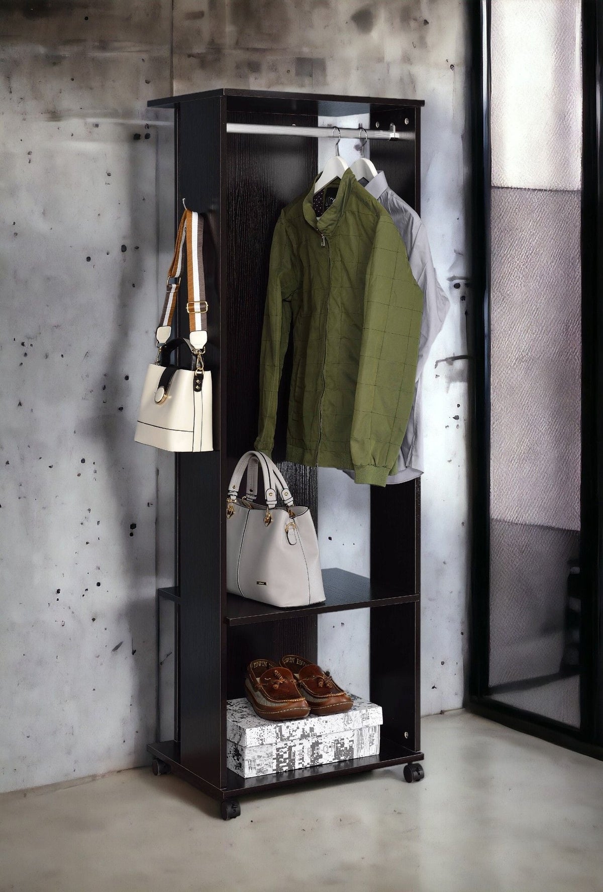 Kolen Hall Tree with Full-Length Mirror - Espresso