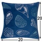 Seashells Pillow Cover with Hidden Zipper - Blue or Light Blue