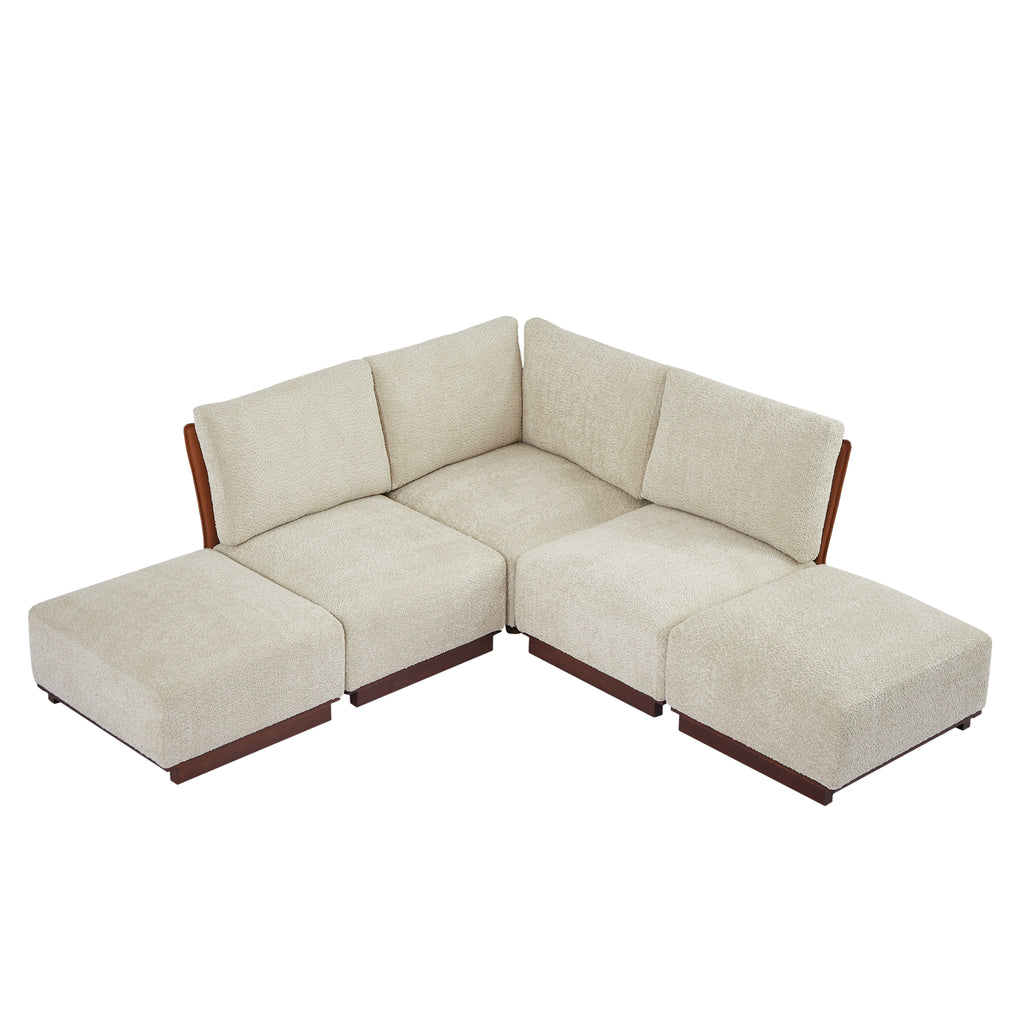 Boucle Modular Sectional Sofa with Deep Ergonomic Seating - Velora 88.5 in.