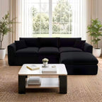 Compressed Modular Sectional Sofa with Ottoman - Black Linen