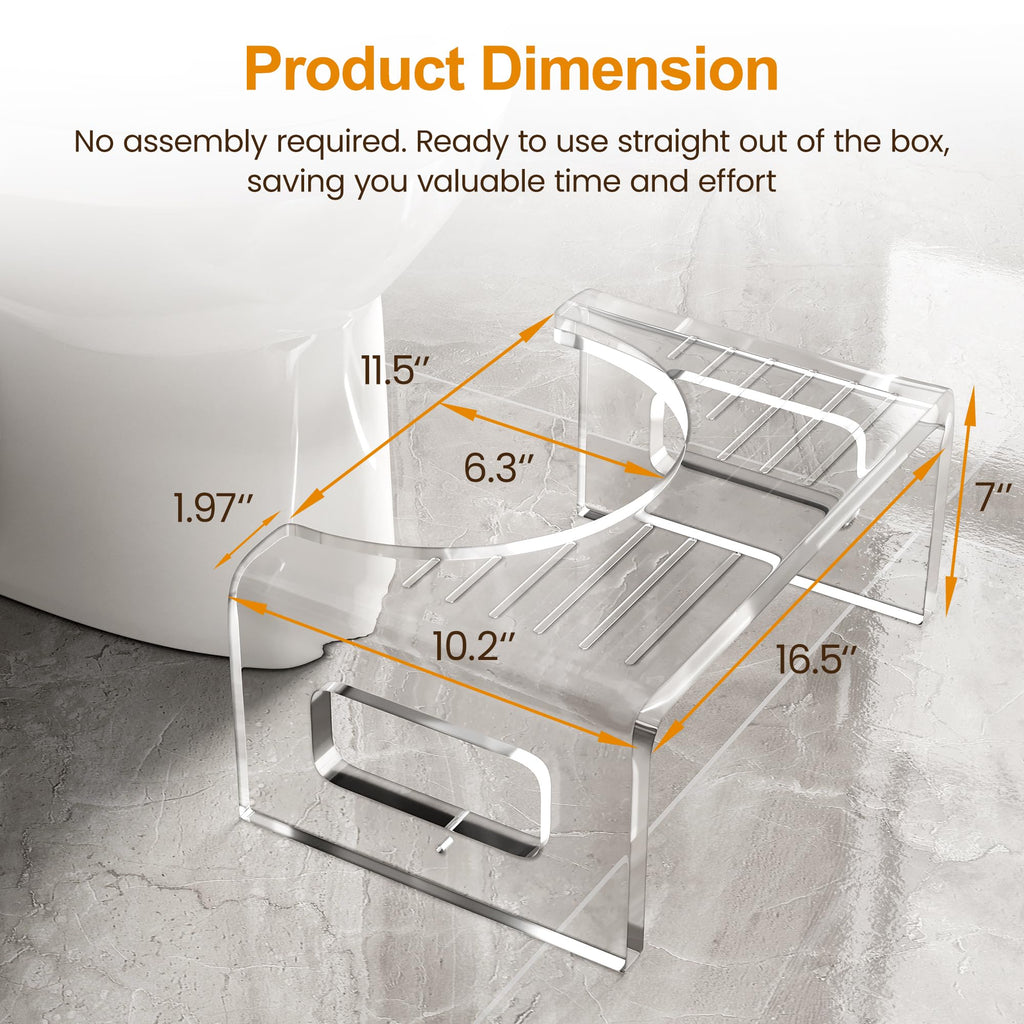7'' Tall Acrylic Toilet Stool with Non-Slip Design - Transparent