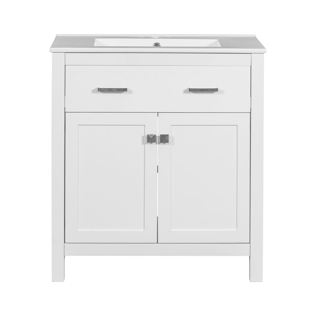 Modern Bathroom Vanity with Ceramic Sink and Soft Close Doors - Multiple Colors