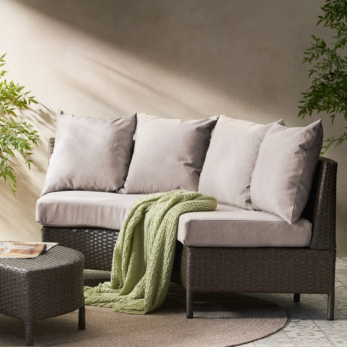 Pt Limon Modern Outdoor Single Sofa with Iron Frame – Pearl Silver or Light Brown