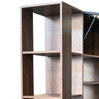 Tall Storage Cabinet with Glass Doors and Drawers - Walnut