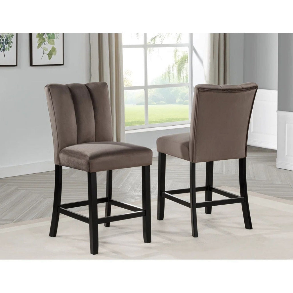 Upholstered Counter Height Chair Set with Fabric Upholstery - Black / Brown
