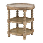 Round 3 Tiered Side Table with Multi-Tier Storage - Light Brown or Black