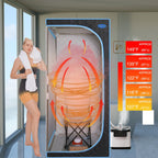 Full Size Portable Steam Sauna Tent with Stainless Steel Frame - Black
