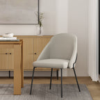 Modern Vegan Upholstered Dining Chair with High-Density Foam - Beige, Gray, or White
