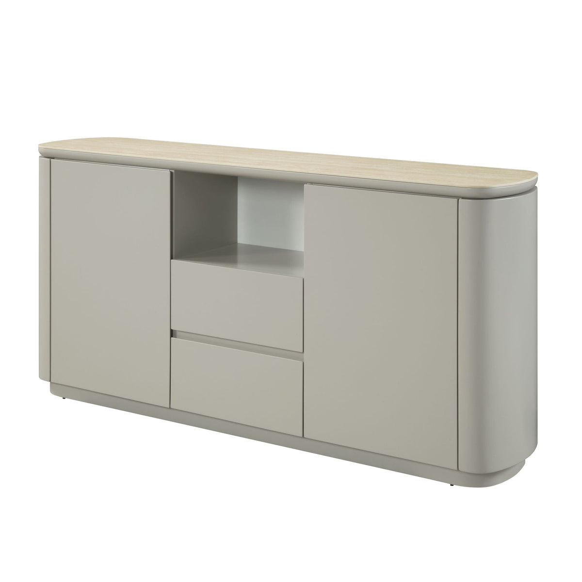 Ingram Ceramic Top Server with Durable Ceramic Top - Light Gray