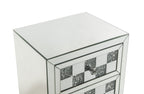 Mirrored Accent Table with Faux Diamond Drawers - Silver
