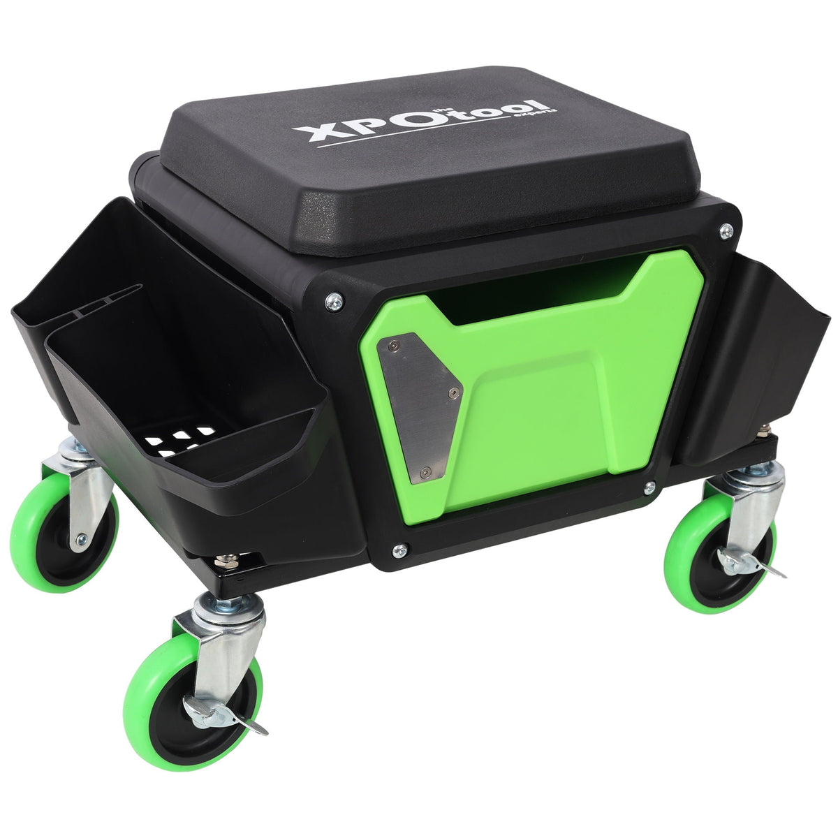 Heavy Duty Mechanic Stool with Wheels and Soft Rubber Cushion - Green