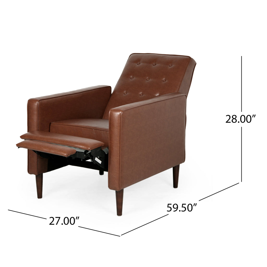 Mid-Century Modern Fabric Recliner Chair with Thick Cushions - Multiple Colors