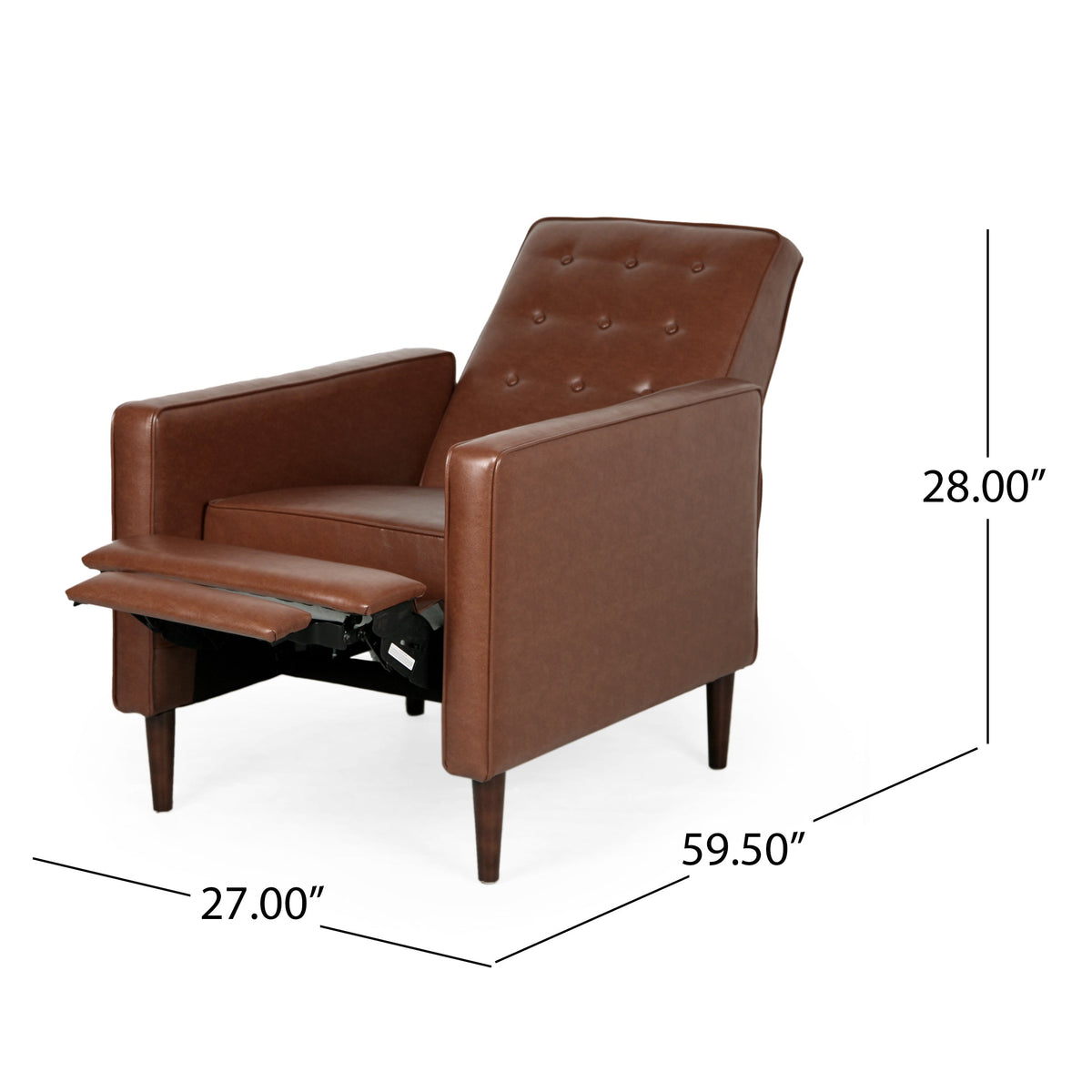 Mid-Century Modern Fabric Recliner Chair with Thick Cushions - Multiple Colors