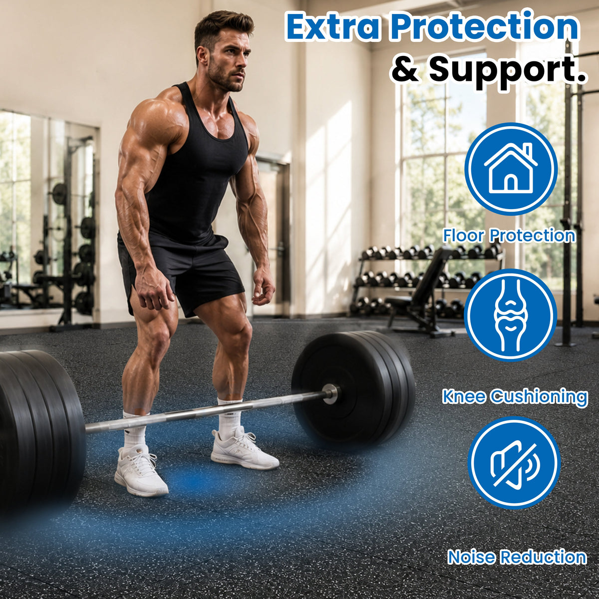 0.79 Inch Thick Gym Floor Mats with Interlocking Design - EVA Foam