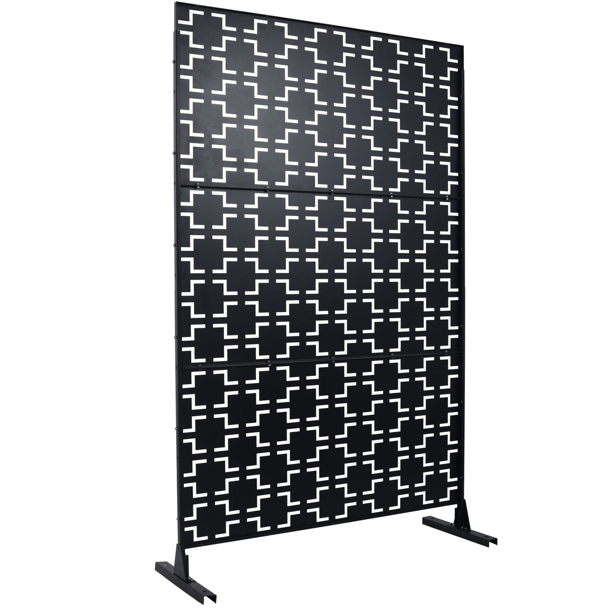 Freestanding Metal Privacy Screen with Durable Construction - Black