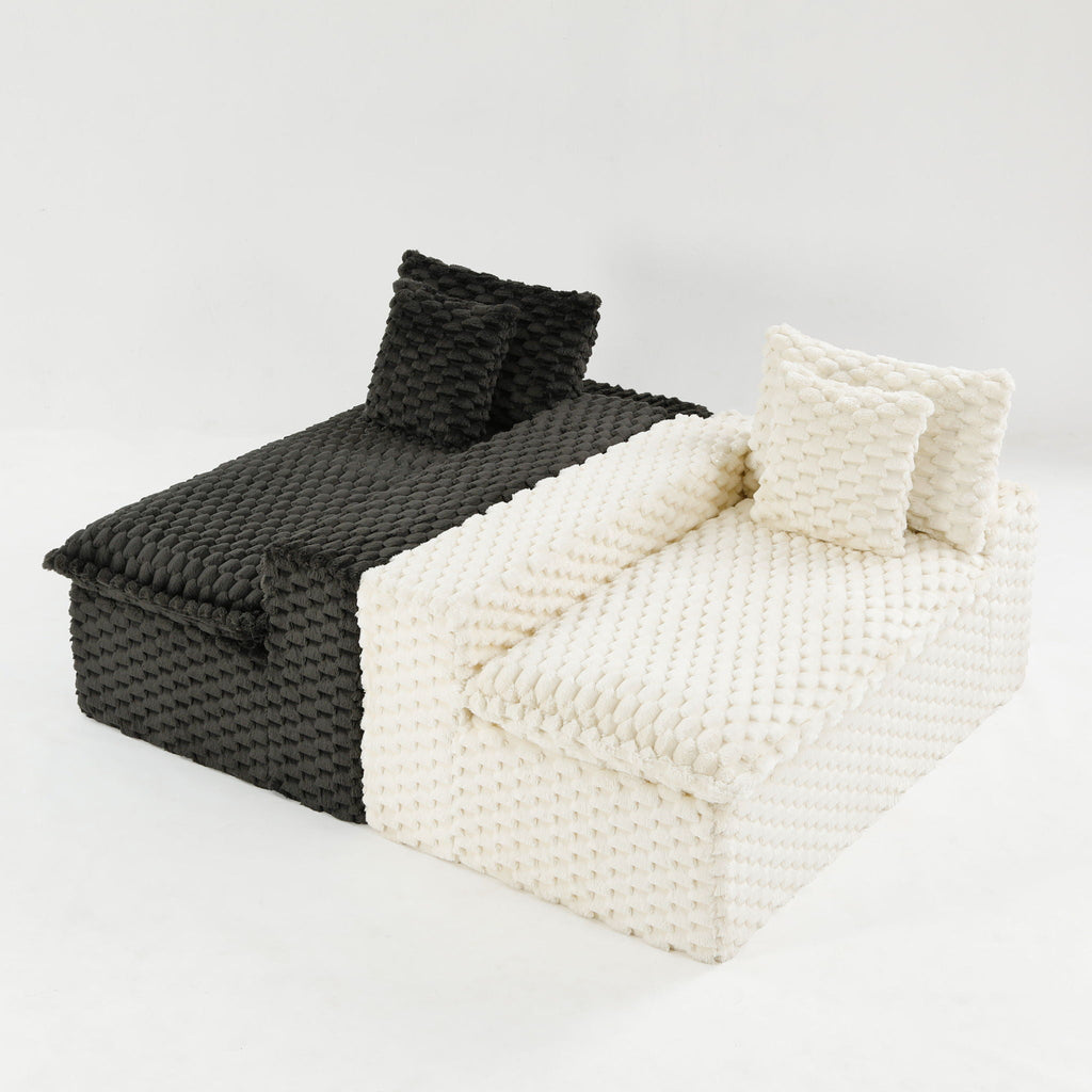 Luxury Multifunctional Sofa for Living Room with Adjustable Layout - Black, Dark Green, White, Pink