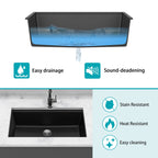 Granite Composite Workstation Undermount Kitchen Sink - Black or White