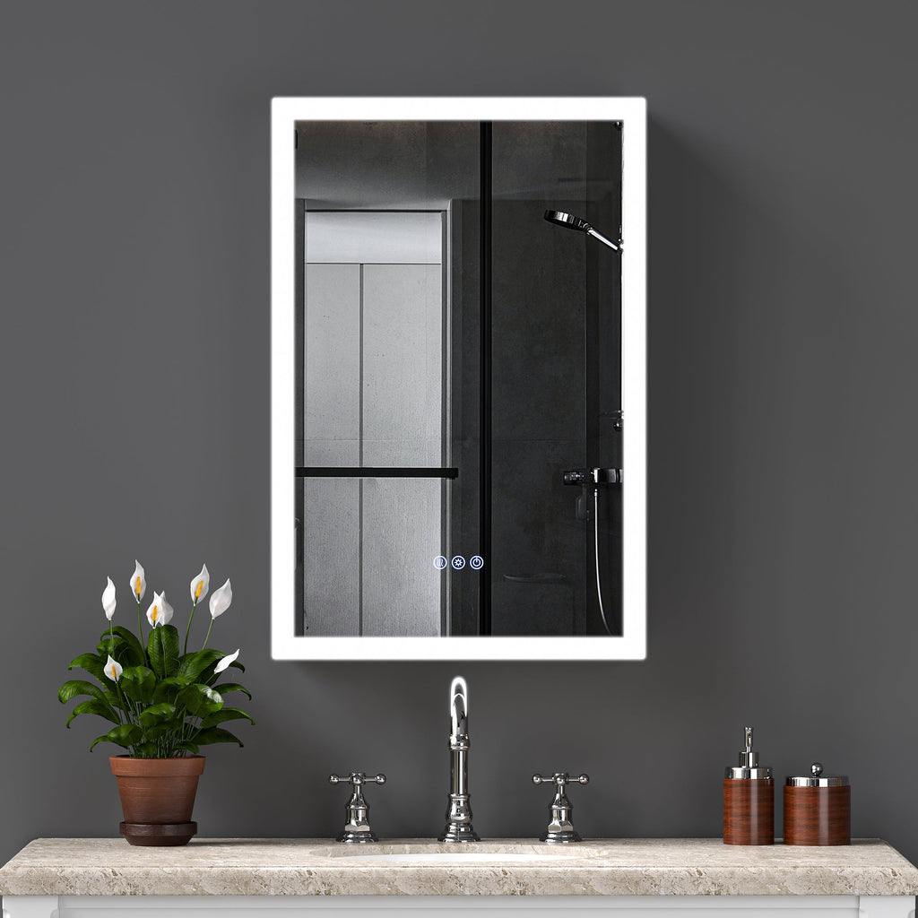LED Lighted Medicine Cabinet with Mirror, 20"x30"