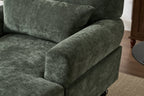 Modern Green Chaise Lounge Upholstered Sofa Recliner Chair with Solid Wood Frame