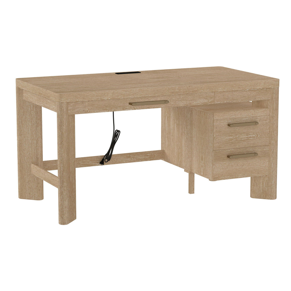Tan Wood Writing Desk with Spacious Surface - 58 Inch