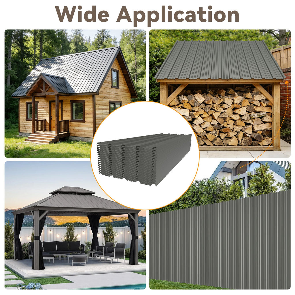 Galvanized Steel Corrugated Metal Roof Panels - Set of 20