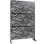 Metal Privacy Screen Room Divider with Freestanding Design - Black
