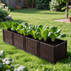 Rectangular Plastic Planting Box Kit with Water Barrier - Coffee