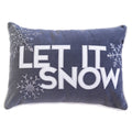 Gray Velvet Lumbar Throw Pillow with Snowflake Embroidery - 14x20