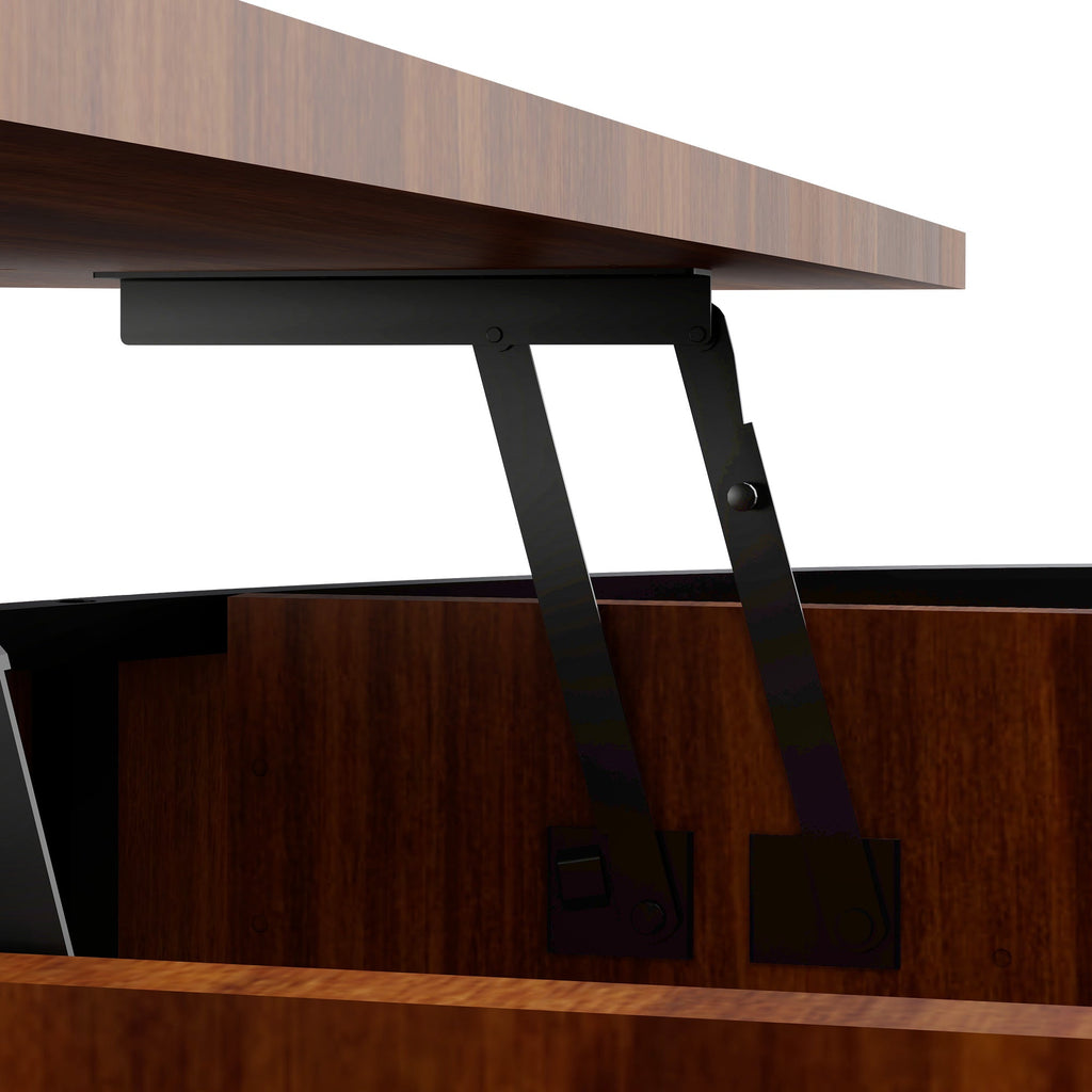 31.5" Round Coffee Table with Fluted Lift-Top Storage - Walnut