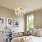6-Light Crystal Chandelier with Gold Finish - Elegant Ceiling Lamp