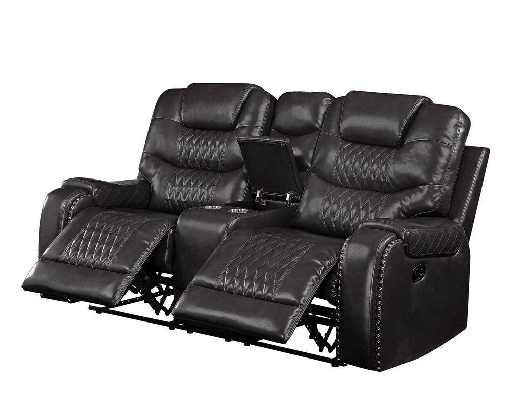 Braylon Recliner Loveseat with Cupholder Console - Brown