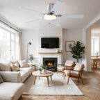 Flush Mount Ceiling Fan with LED Light and Remote Control - Black, White, Pearl Silver