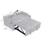 Modern Velvet Sleeper Loveseat with Pullout Bed and USB Ports - Light Gray