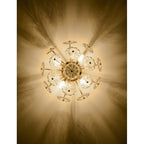 Gold Flush Mount Ceiling Light with Crystal Petals - Gold