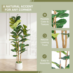 5.2FT Artificial Fiddle Leaf Fig Tree with Decorative Pot – Green Leaves